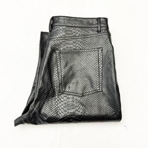 Wilfred by Aritzia Black Faux Snakeskin Patterned Wide Leg Pant Size 10